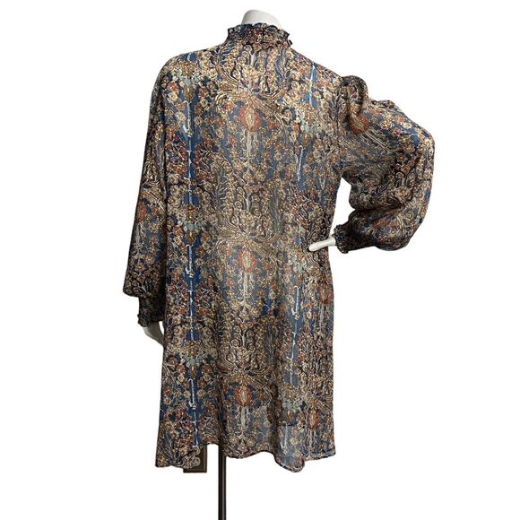 Tommy Hilfiger Women's Long Sleeve Mock Ruffle Neck Keyhole Floral Dress Size 14 - Picture 5 of 7